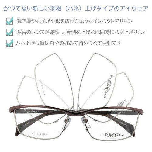 GLIDER グライダー 跳ね上げメガネ GD-2011 col.2 57mm TITANIUM 単式 はねあげ ガルウィング フリップアップ -  メルカリ