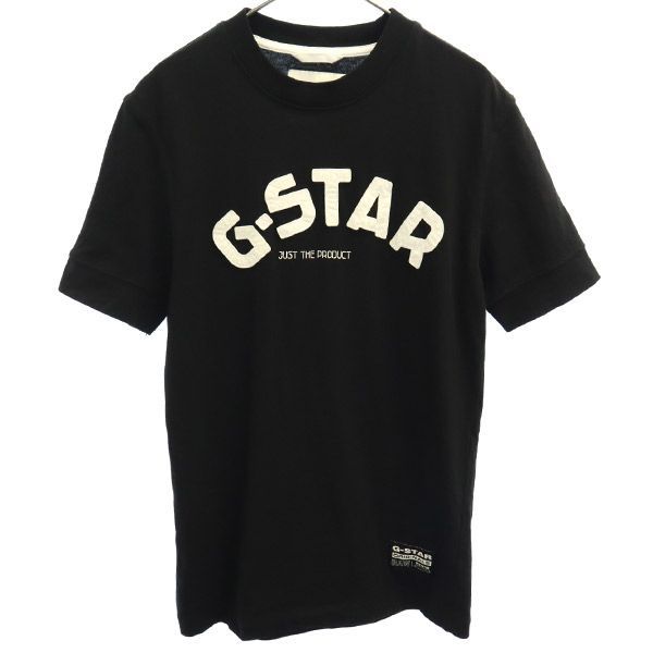 ジースターロウ ロゴプリント 半袖 Tシャツ XS ブラック×ホワイト G