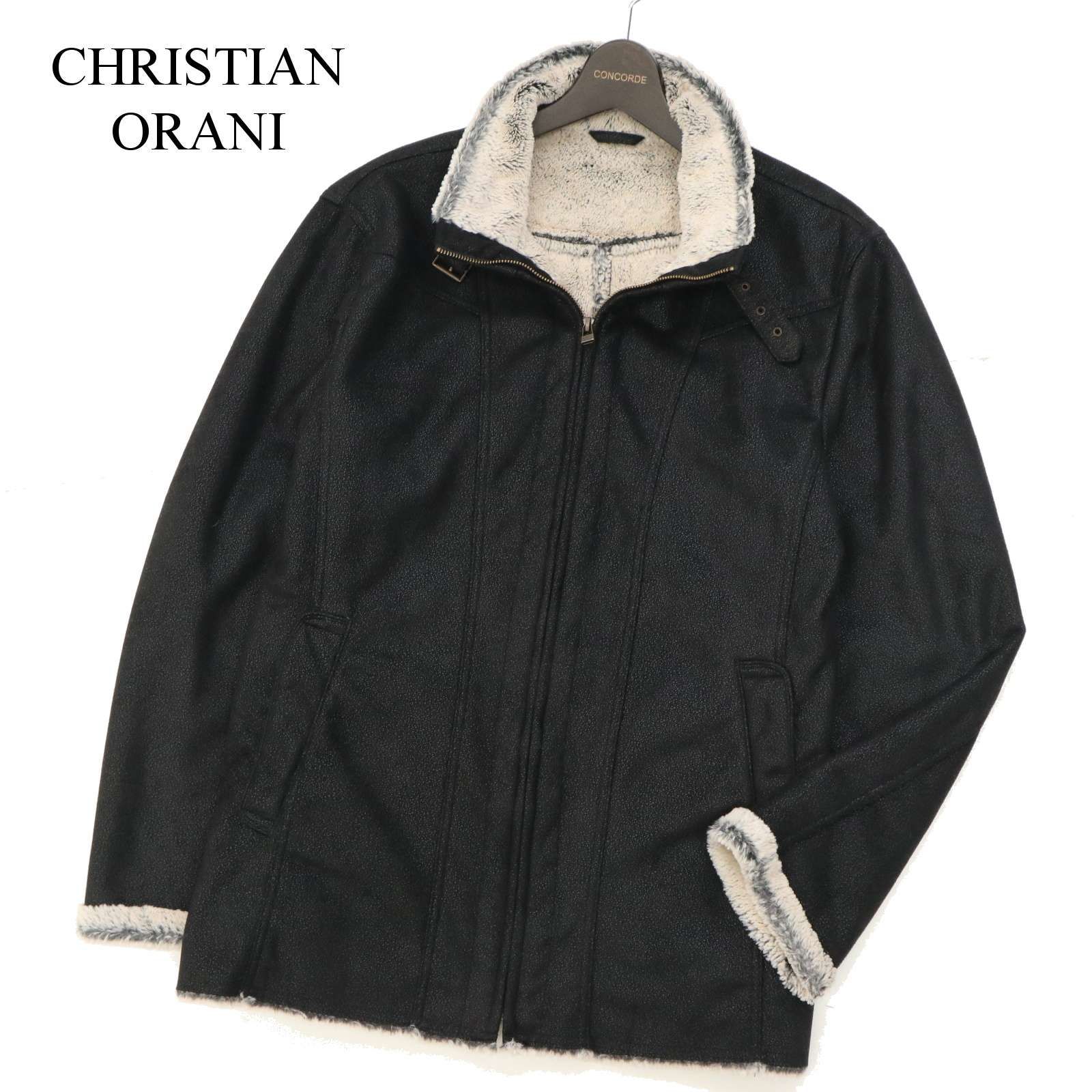 CHRISTIAN ORANI フェイクムートン ジャケットコート LL CHRISTIAN