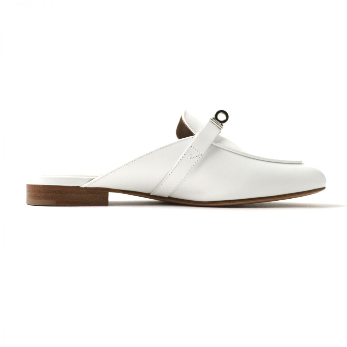 エルメス オズ レザー ケリー金具 ミュール ホワイト 美品☆ HERMES エルメス OZ オズ ケリー金具付き レザーミュール