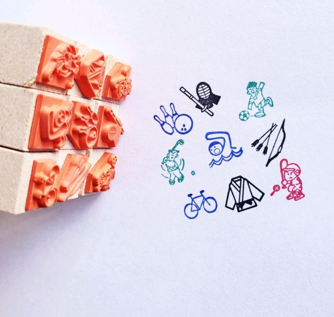 Athletic Club Series 2 Mini Stamp (Rubber Stamp) Baseball Soccer Swimming Pool Doshu Kendo Judo Karate Kyudo Bicycle Bowling Golf