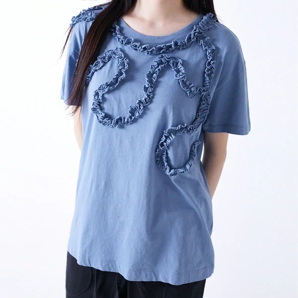 ドリスヴァンノッテン DRIES VAN NOTEN 23SS フリル フレンチスリーブ カットソー Tシャツ 半袖 S 黒 ブラック 231-2885 レディース ドリスヴァンノッテン DRIES VAN NOTEN 23SS フリル フレンチ