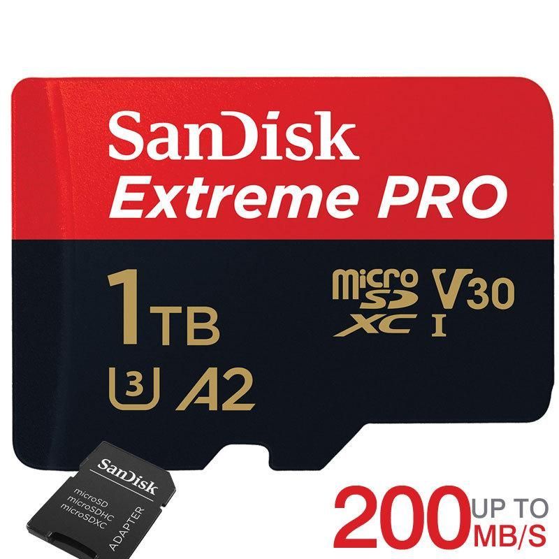 マイクロsdカード microSDXC 1TB SanDisk V30 A2 R 200MB|s W 140MB|s UHS-I U3 SDSQXCD-1T00-GN6MA海外パッケージ 翌日配達