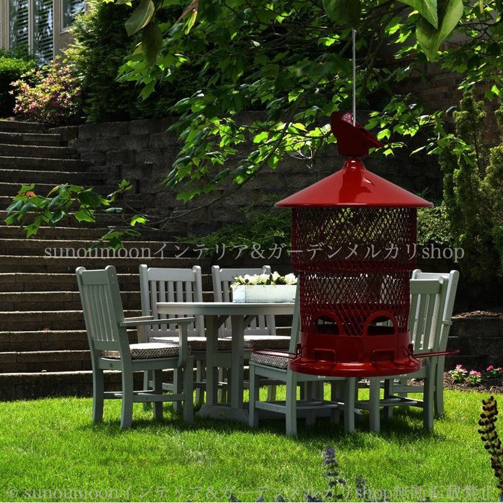 お洒落 庭の装飾 バードウォッチング 赤 ガーデン雑貨 餌箱 グリーン 鉄 インテリア レッド おしゃれ 雑貨 ガーデンインテリア バードフィーダー ガーデニング ガーデン 緑 ガーデンオブジェ 庭 野鳥 8-14 鳥