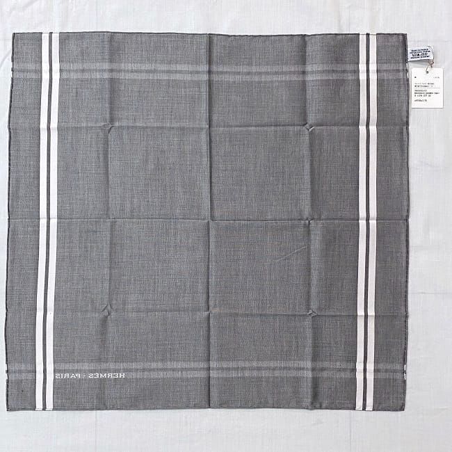 【新品未使用】HERMES ハンカチ グレー エルメス ハンカチ グレー ホワイト タグ付き 未使用 美品