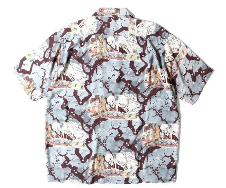 日本製 HOUSTON 歌川国芳 相馬の古内裏 アロハシャツ L レーヨン