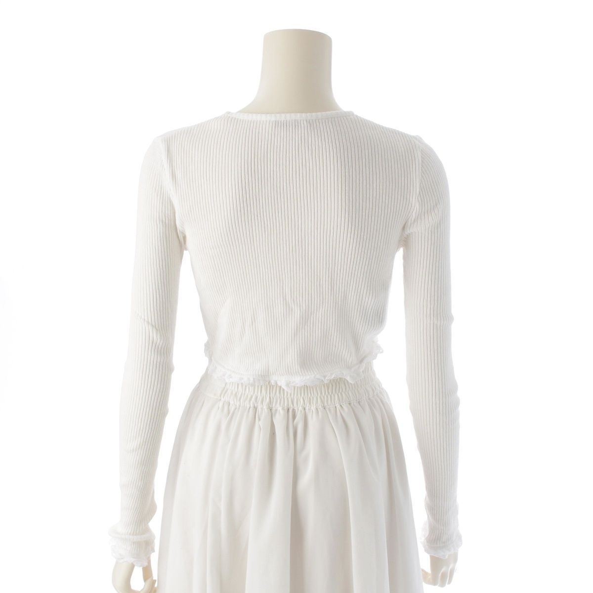 miu miu ホワイトリブ長袖トップスS