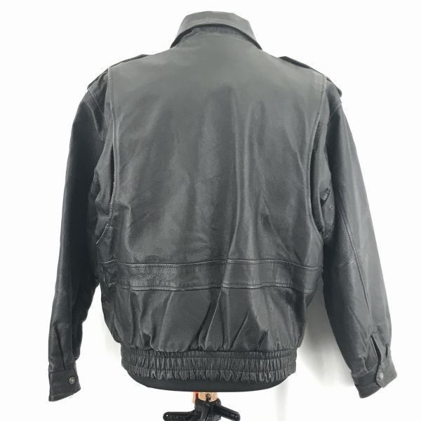 HOUSTON/ヒューストン★本革/レザージャケット/フライト/ライダース【40R/Mens size -M/黒】LB-10 /ブルゾン/裾リブ/HILTONタグ◆BC457#BUZZBERG　BC457---804-6th