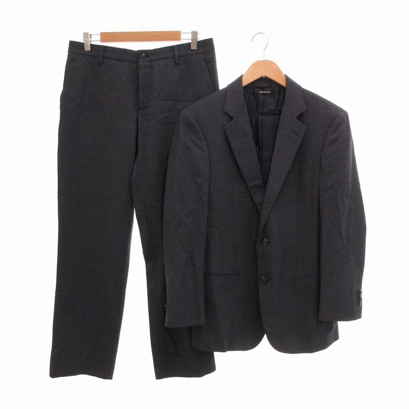 ジョルジオアルマーニ GIORGIO ARMANI SOHO スーツ フォーマル セットアップ 上下 2点セット テーラードジャケット ブレザー パンツ スラックス シングル 2B 総裏地 サイドベンツ 総柄 紺 ネイビー 
