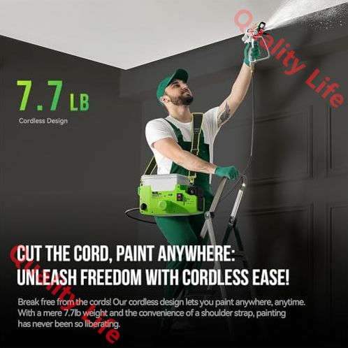 2025年5月購入 バックパックエアレスペイントスプレー500W 高圧コードレスウォールペイントスプレー バッテリー2個と充電器1個付き 6ギア速度調整 インテリアエクステリア家具フェンスホーム用 【有名な】