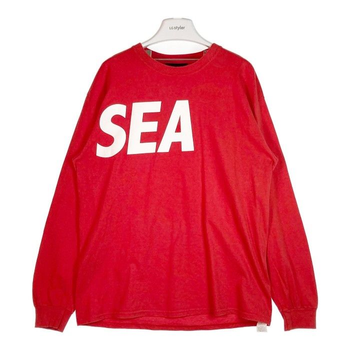 ★WIND AND SEA ウィンダンシー L/S TEE 長袖 Tシャツ LONG SLEEVE ロングスリーブ ロンT WDS ロゴ 赤 レッド  sizeL