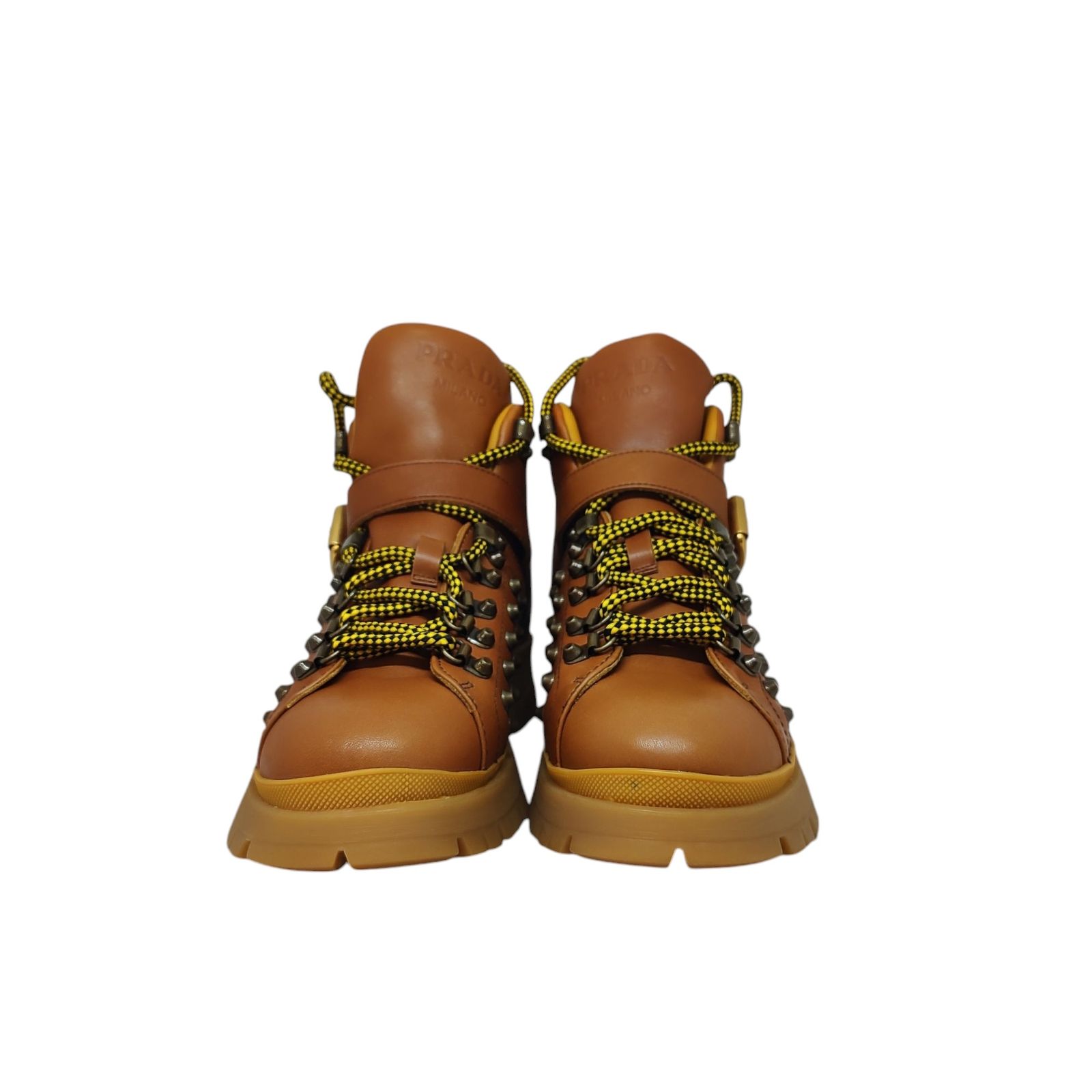 PRADA プラダ Leather boots レースアップ スタッズ ショート