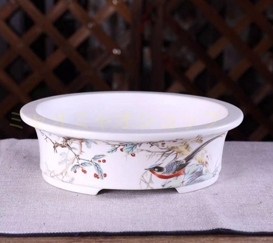 春暉瓢口楕円鉢 多肉植物鉢 紫砂鉢 盆栽鉢 植木鉢 小品盆栽鉢