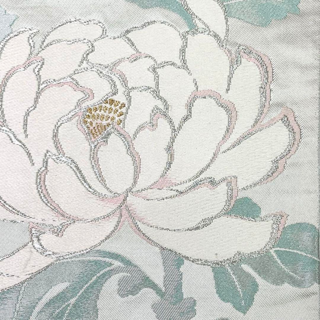 袋帯 菊の花模様 銀通し 乳白色 O-3967 【公式通販】
