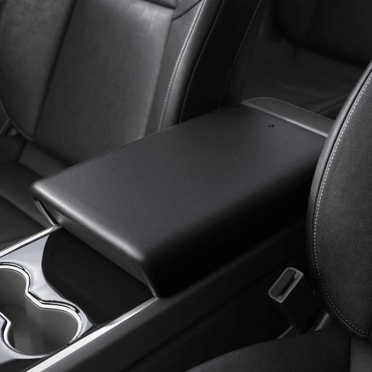 Tesla Model 3/Y_ブラック Spigen センターコンソールカバー ノンスリップ アームレスト カバー Tesla Model 3/Y 用に設計、EZ スライド付き 30 秒で取り付け TO240 ACP06042 (ブラック)