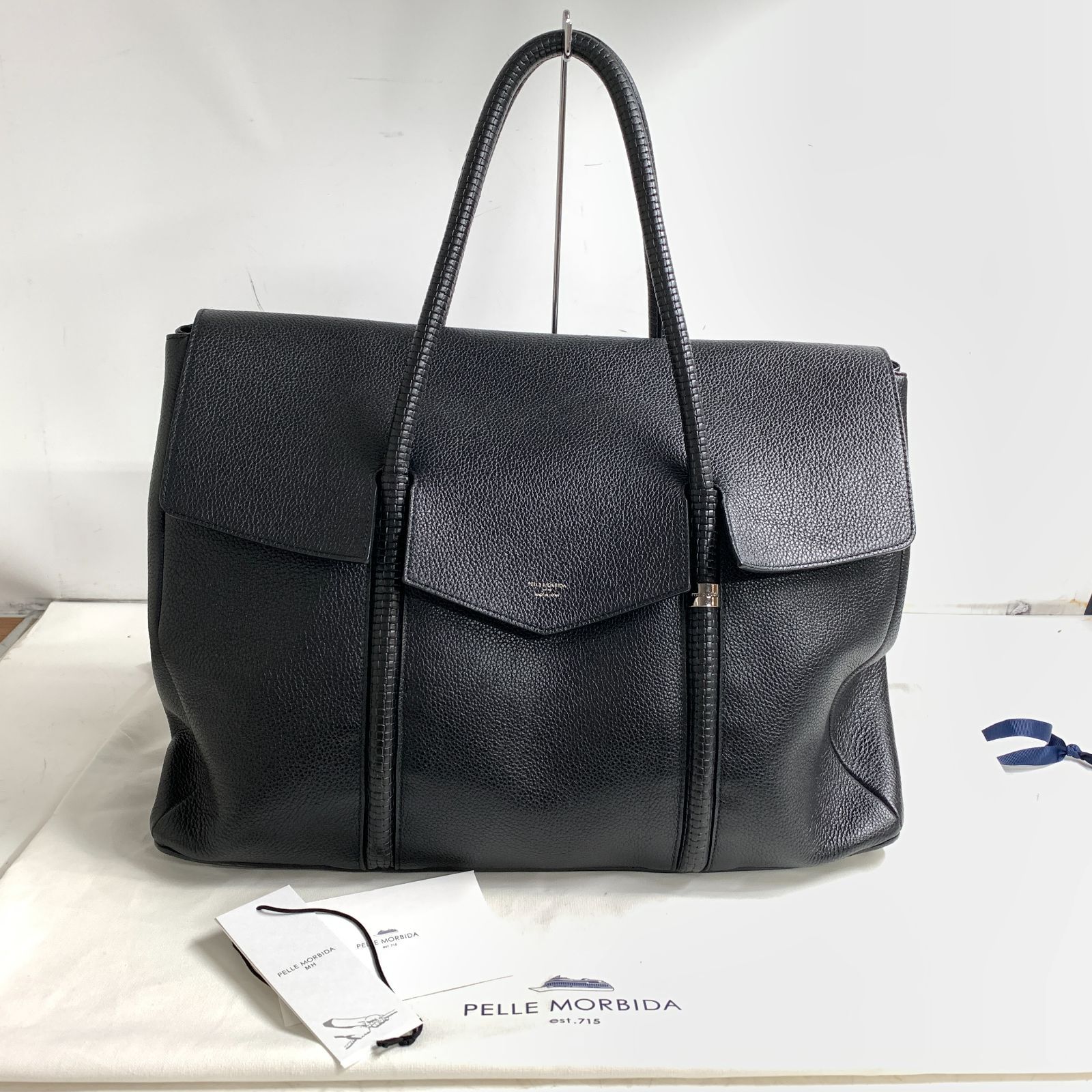 【PELLE MORBIDA】Hawser フラップビジネスバッグ 本革 黒 PELLE MORBIDA】Hawser フラップビジネスバッグ 本革 黒