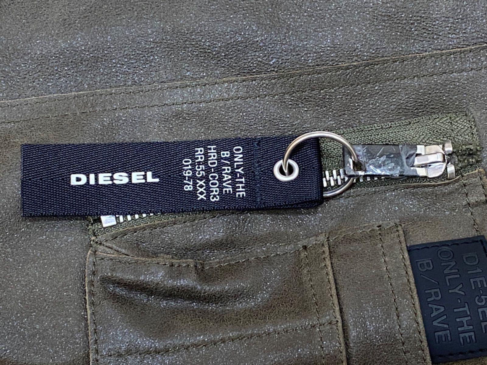 国内正規品】DIESEL メンズ 羊革 MA-1 レザージャケット カーキ S