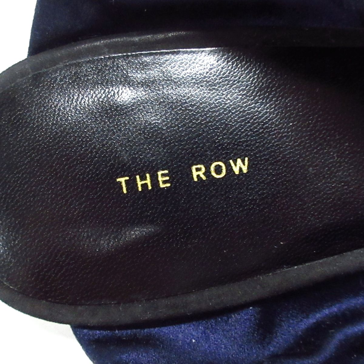 THE ROW(ザロウ) ミュール 37 レディース 黒×ネイビー リボン スエード×サテン