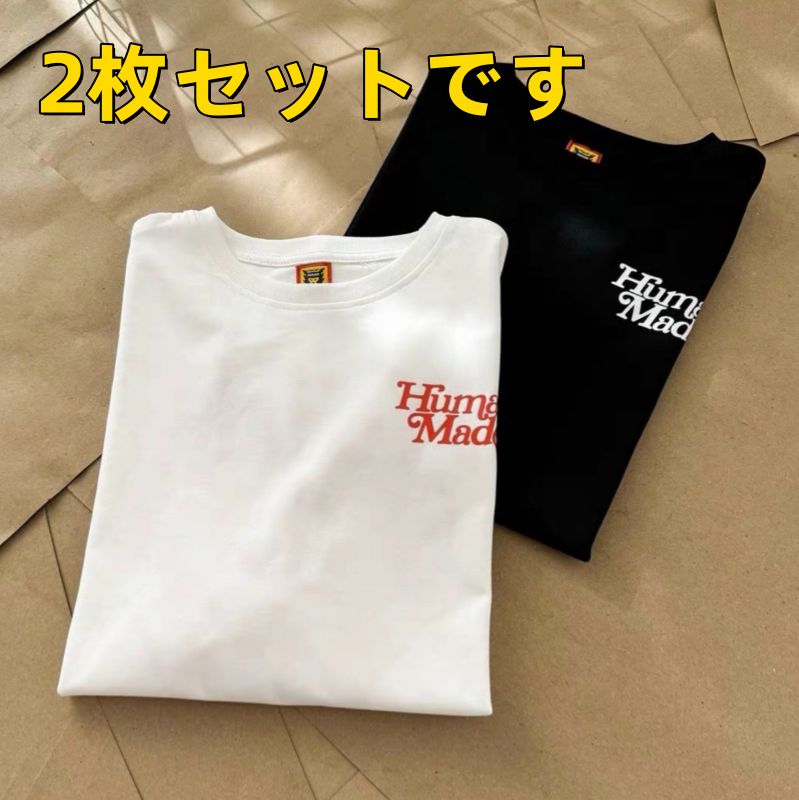 新品 特価値 Human Made girls don't cry ロゴ Tシャツ 男女兼用 黑+白 2枚