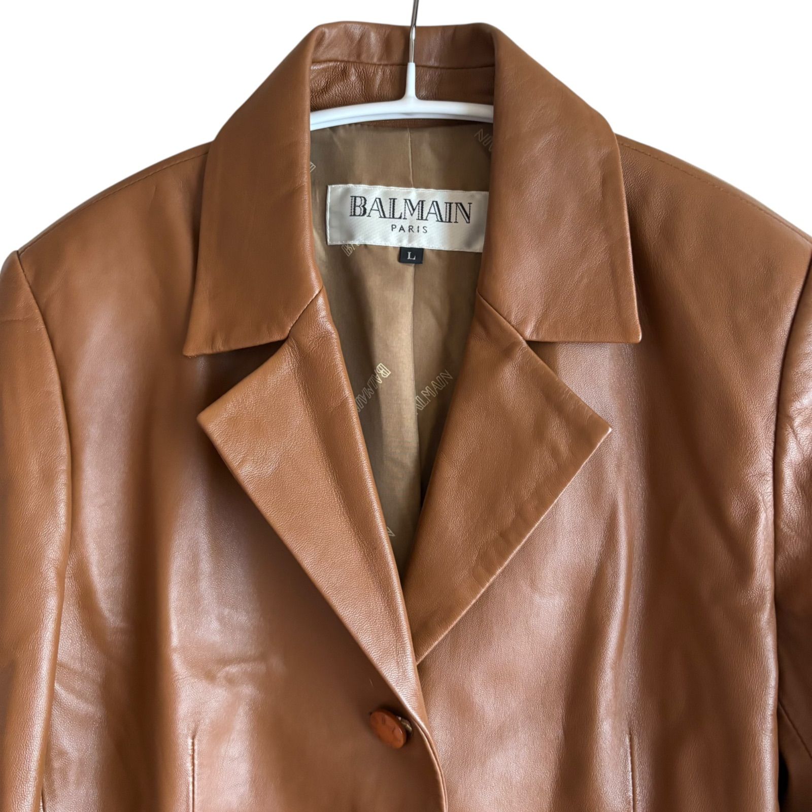 BALMAIN レザージャケット ブラウン 9 オシャレ 襟付き BALMAIN レザージャケット ブラウン 9 オシャレ 襟付き BALMAIN レザー