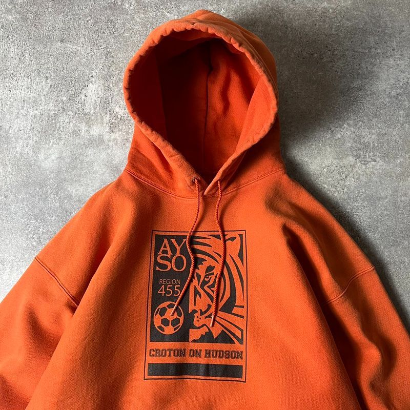 古着 00年代 チャンピオン Championプレミアムリバースウィーブオレンジ 00s Champion プリント プレミアム リバースウィーブ スウェット