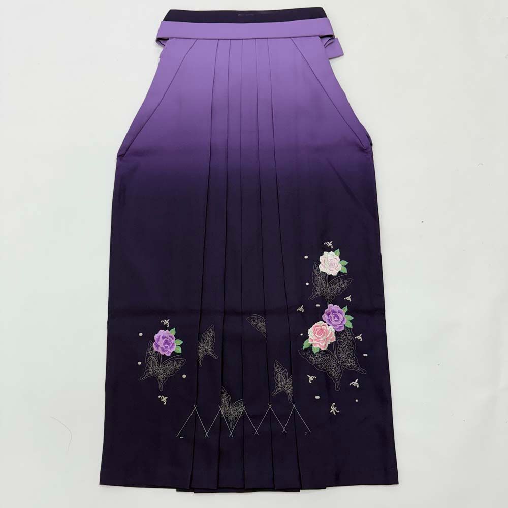 袴 L size 紐下丈94.5cm 行灯袴 卒業袴 女性用袴 ぼかし 刺繍 紫 4720