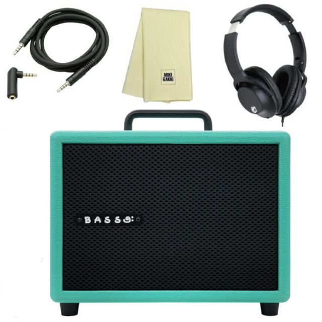 ベース アンプ MODEGEAR LOUD MINI-B グリーン クロス ミニステケーブル KHP001 ヘッドホン 小型 超軽量 低音域もしっかり再 生できるベースアンプ