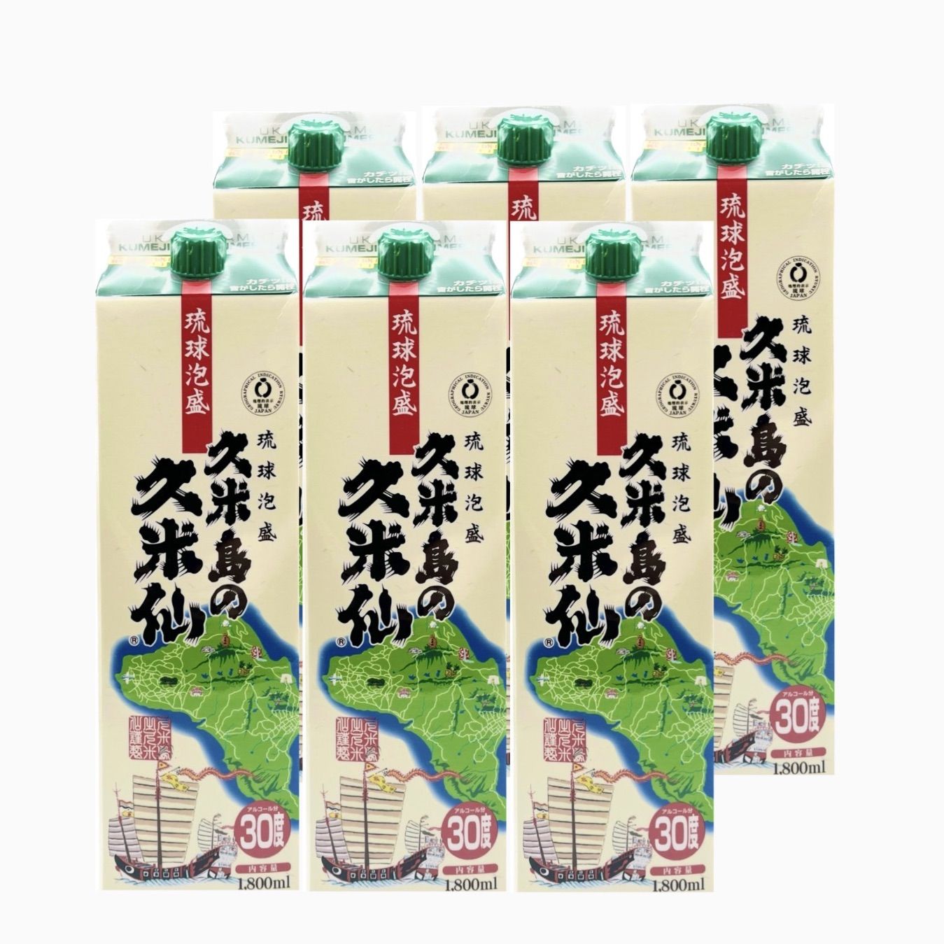 ★沖縄発★泡盛30度「久米島の久米仙」1.8LX6本（1本2160円）紙パック 久米島の久米仙 泡盛 30° 1.8L｜格安・安いお酒の通販／配達なら