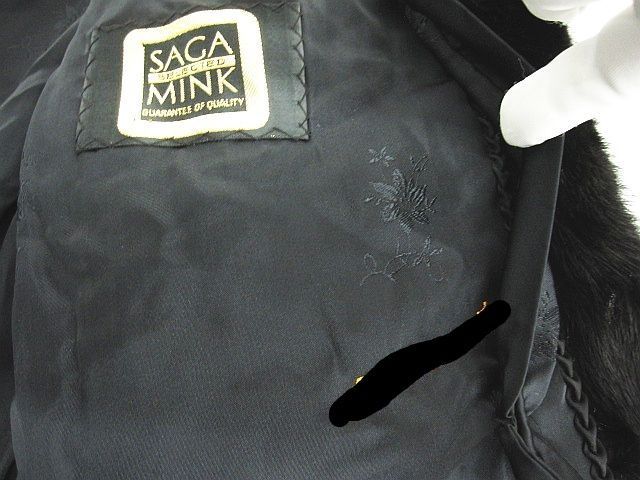 美品 サガミンク 金サガ 金タグ ダークブラウン ブラック系 コート 13