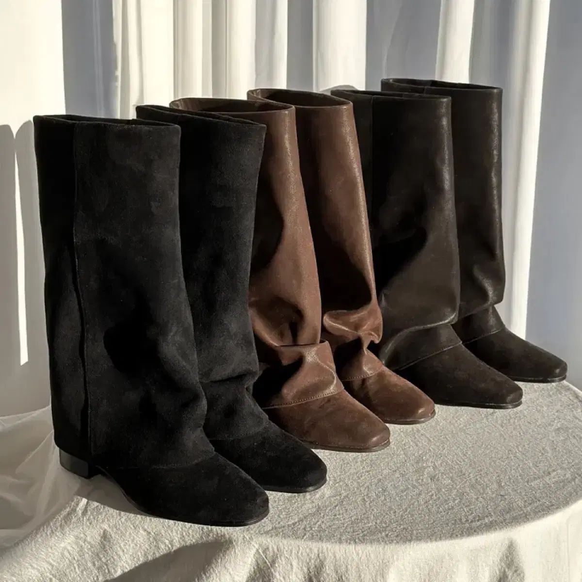 ウエストン オーバーフィット 折り ロングブーツ 黒 235