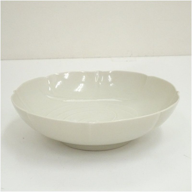 工芸品 京焼 加藤渓山造 牙黄磁双鶴鉢（共箱）