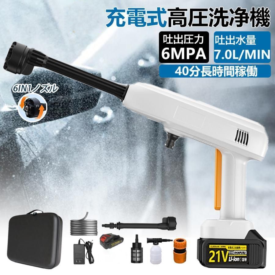 ポータブル高圧洗浄機 コードレス 充電式 噴射距離8M 日本語取扱説明書