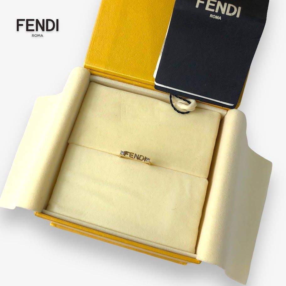 未使用 FENDI フェンディ レタリングロゴ リング アクセサリー 指輪 Mサイズ 8AH393 6DM【鑑定済み】