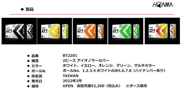 D1ゴルフボール20ダースセット240個入り1ダース12個入り HONMA