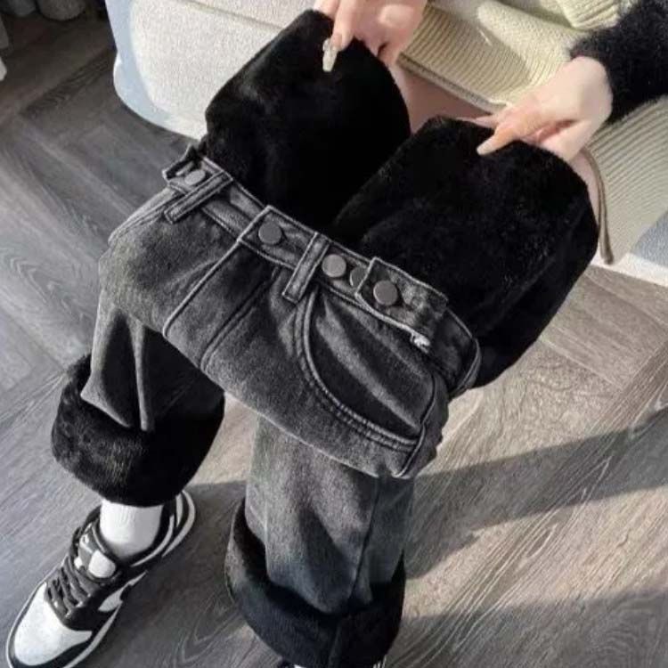 あったか デニム ワイドパンツ 裏起毛 裏ボア メンズ リラックスパンツ