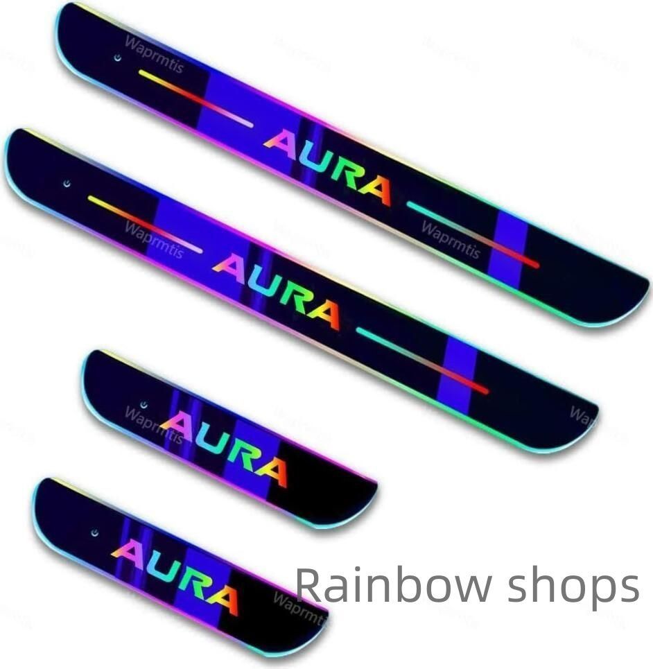新型オーラ 7色 LED流れる アクリル製 自動変色 USB充電 マグネット 赤外線センサー自動スイッチで自動点灯消灯 LED発光 自動車改装パーツ トLED発光 前席 後部座席4枚 uycp98