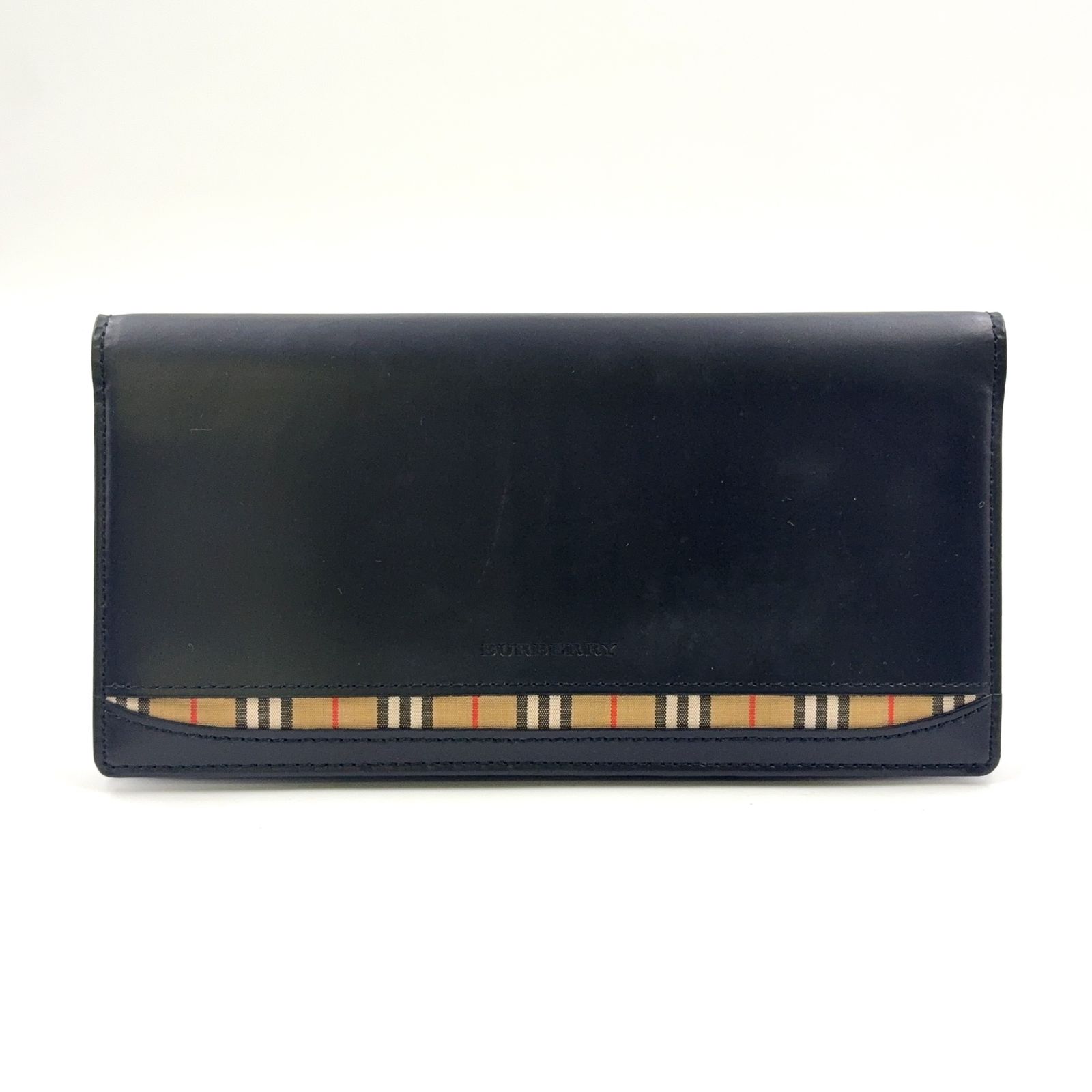 美品✨バーバリー　長財布　キャンバス　レザー　黒　ノバチェック BURBERRY レザー/ ノバチェック 長財布 ブラック BURBERRY ノヴァ