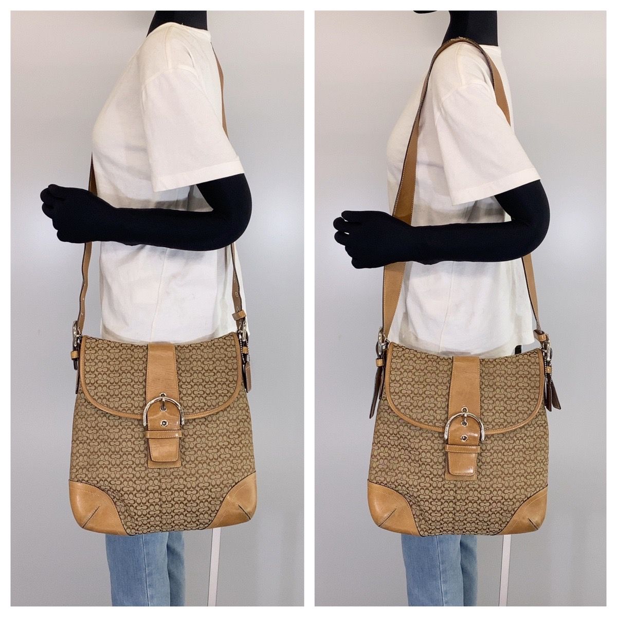 COACH コーチ シグネチャー ベージュ ブラウン キャンバス ショルダー