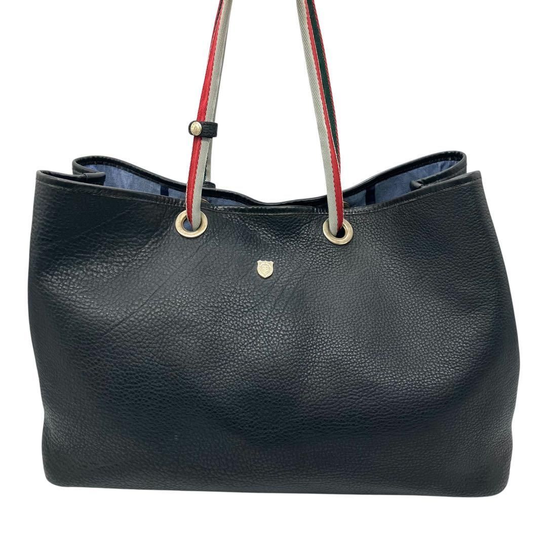 美品】HushTagブラックレザートートバッグ
