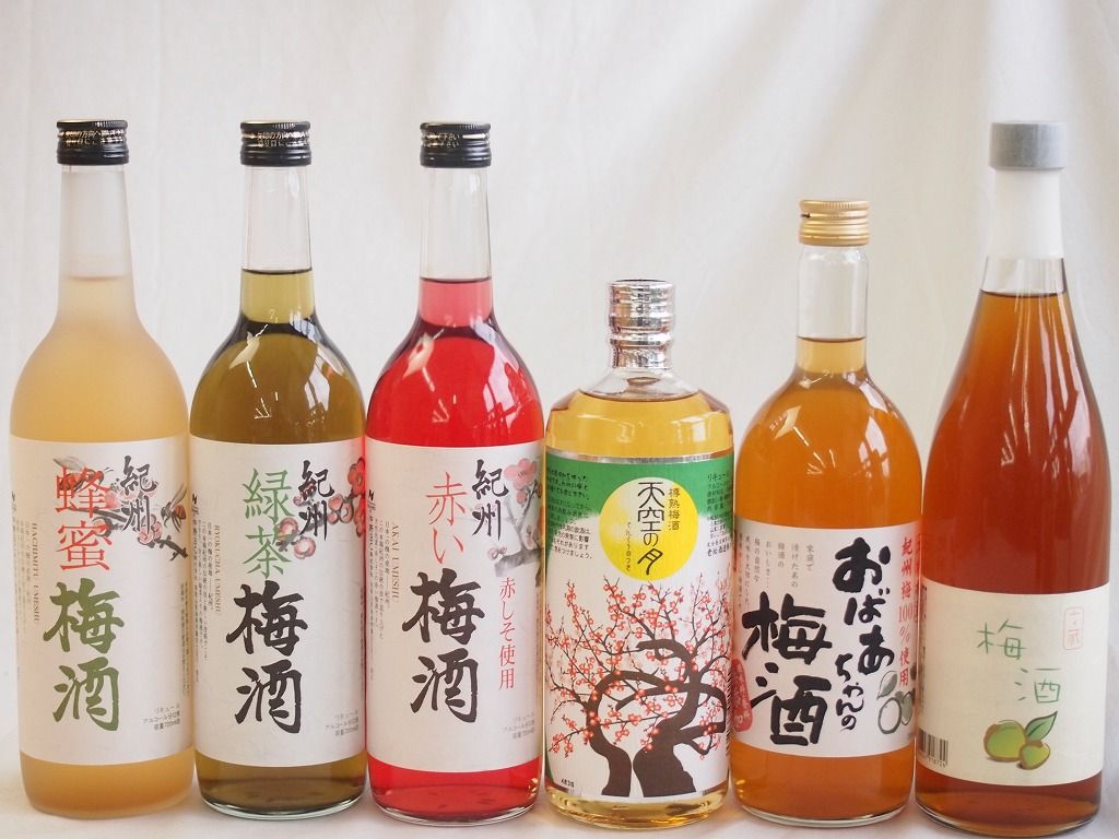 豪華梅酒6本セット おばあちゃんの梅酒 赤しそ赤い梅酒 和歌山 樽熟梅酒天空の月 大分 文蔵梅酒 熊本 蜂蜜梅酒 和歌山 緑茶梅酒 和歌山 720ml×6本