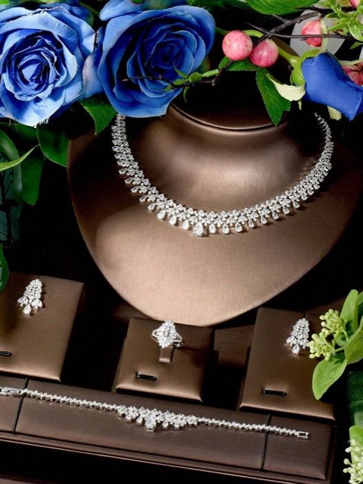 ジュエリー レディース セット 1セット ファッション キュービックジルコニア 幾何学柄 ウォータードロップ デコレーション ジュエリーセット 女性への婚約プレゼントに適しています