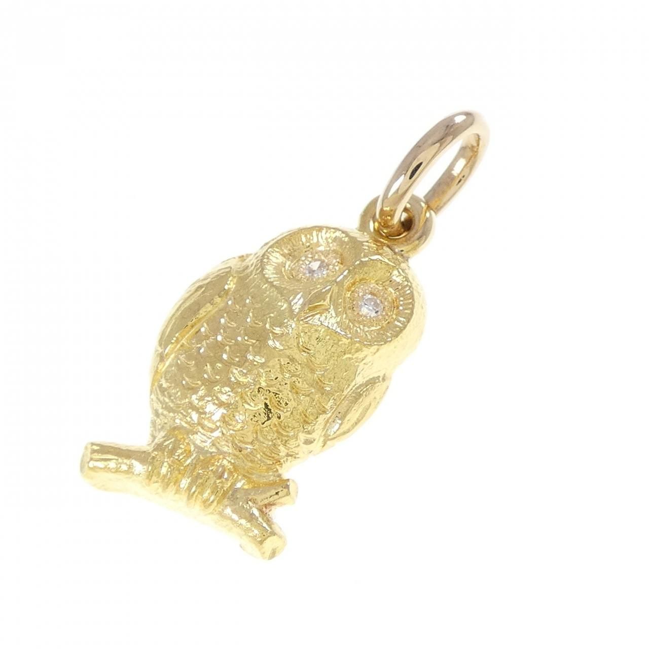 K18YG フクロウ ダイヤモンド ペンダント