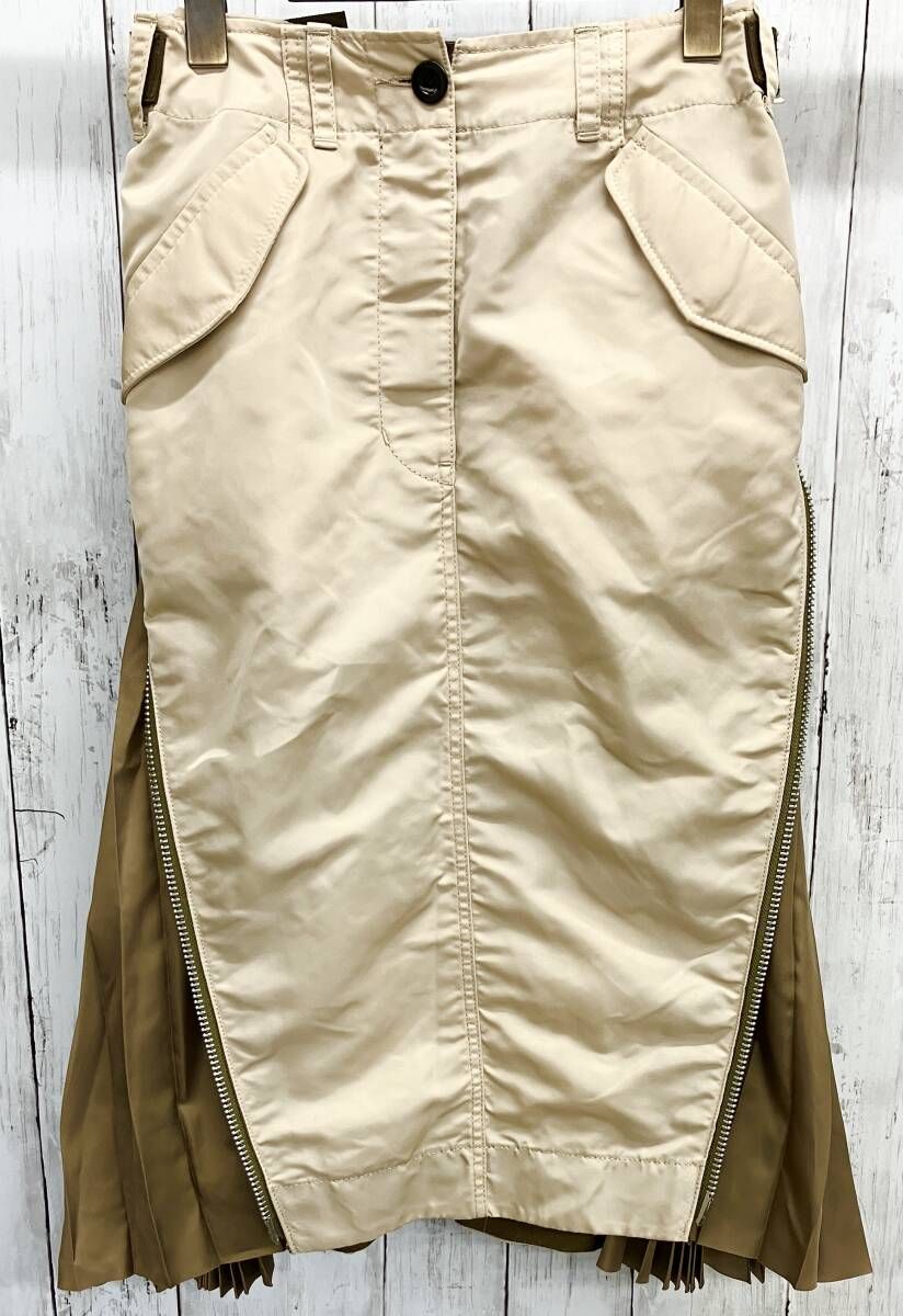 sacai NYLON TWILL MIX SKIRT サカイ ナイロンツイルスカート プリーツ ジップ サイズ0 秋