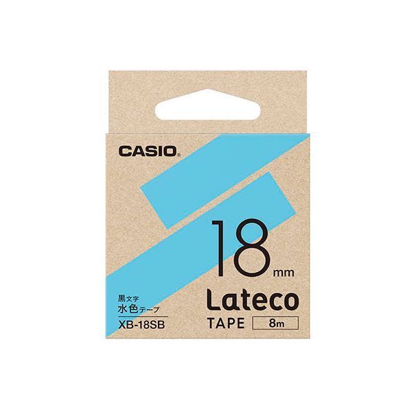 カシオ計算機 Lateco 詰め替え用テープ 18mm 水色テープ 黒文字 XB-18SBX5