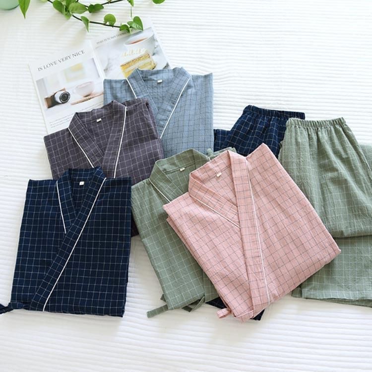 甚兵衛風 パジャマ 上下セット メンズ レディース 作務衣 男性 紳士 介護 部屋着 前開き 甚平 じんべい 寝間着 検査着 チェック 入院 お泊