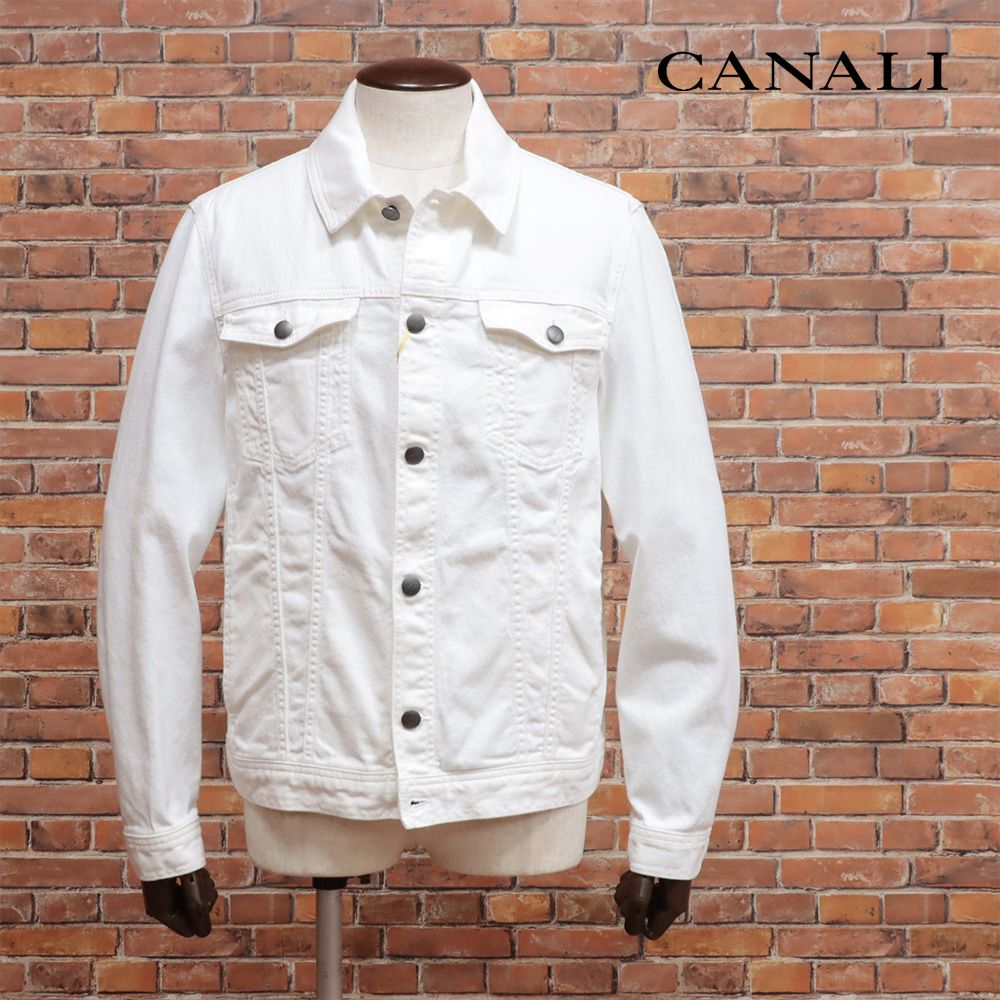 春夏/CANALI/50サイズ/デニム ブルゾン ストレッチ 快適 爽やか 無地 Gジャン ライトアウター イタリア製 カナーリ 新品/白/ホワイト/kc149/
