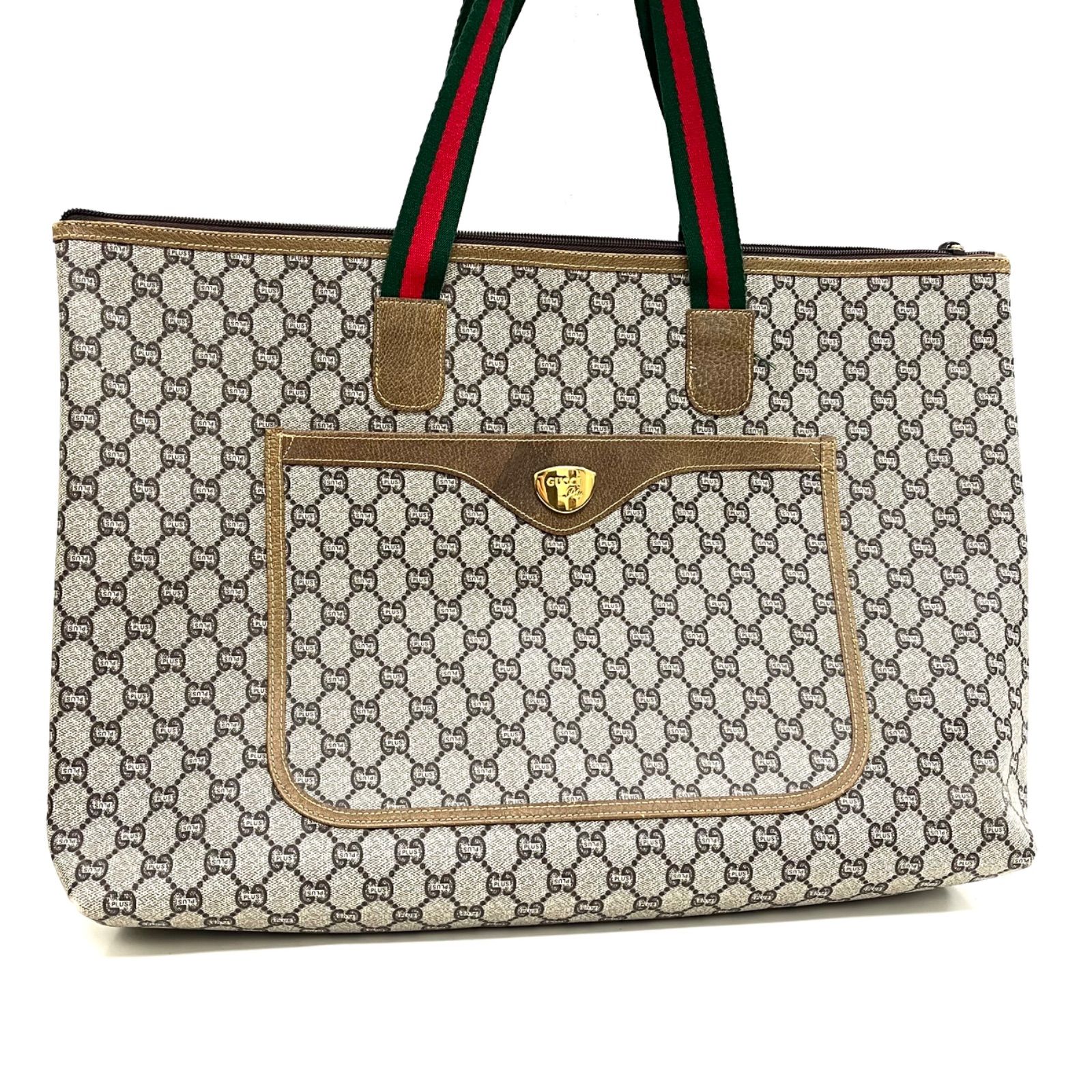 美品☆GUCCI グッチ シェリーライン PVCトートバッグ GGベージュ大容量