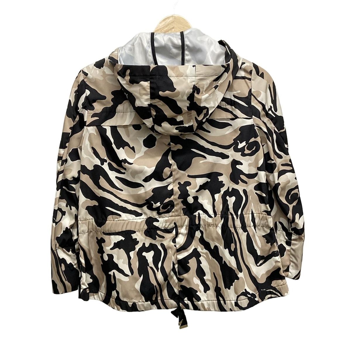 MONCLER モンクレール ブルゾン サイズ00 XS レディース CORAIL 黒×ベージュ×ライトブラウン 長袖 迷彩柄 フード着脱可 春 秋