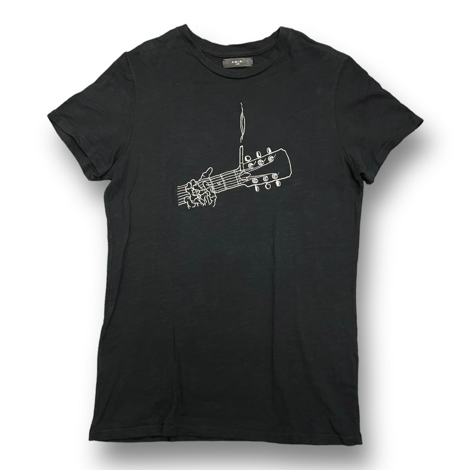 国内正規 AMIRI BLACK EMBROIDERED T-SHIRT ギター 刺繍 クルーネック Tシャツ アミリ MST13-CLN ブラック  L 53579A