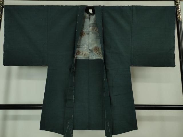 平和屋本店□極上 男性 紬 アンサンブル 長羽織 色無地 褐返色 逸品